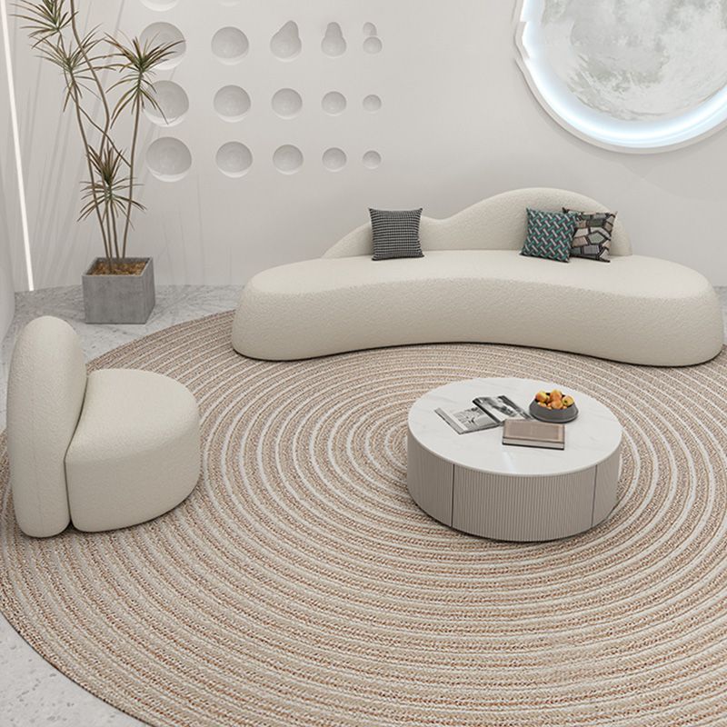 39" Wide Contemporary Sofa Fabric Armless White Stationary Seating