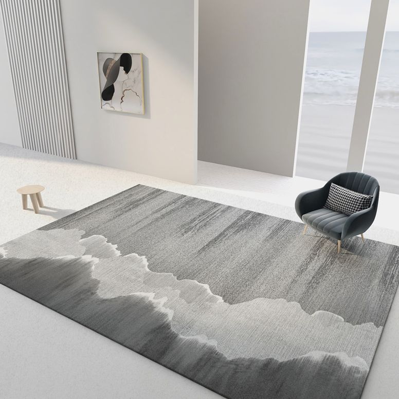 Grauston minimalistischer Innenteppich Polyester Farbe fleckigem Teppich Anti-Rutsch-Backing Teppich für Wohnkultur