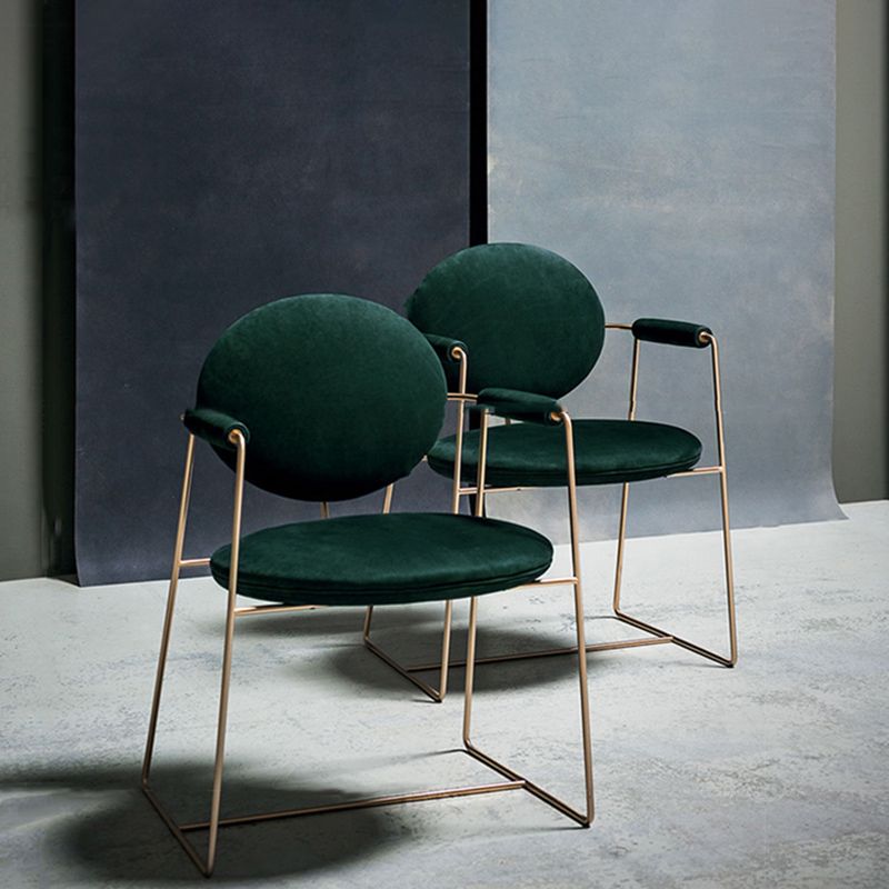 Contemporary Style Arm Chair Open Back Side Dining Chair with Metal Base for Dining Room