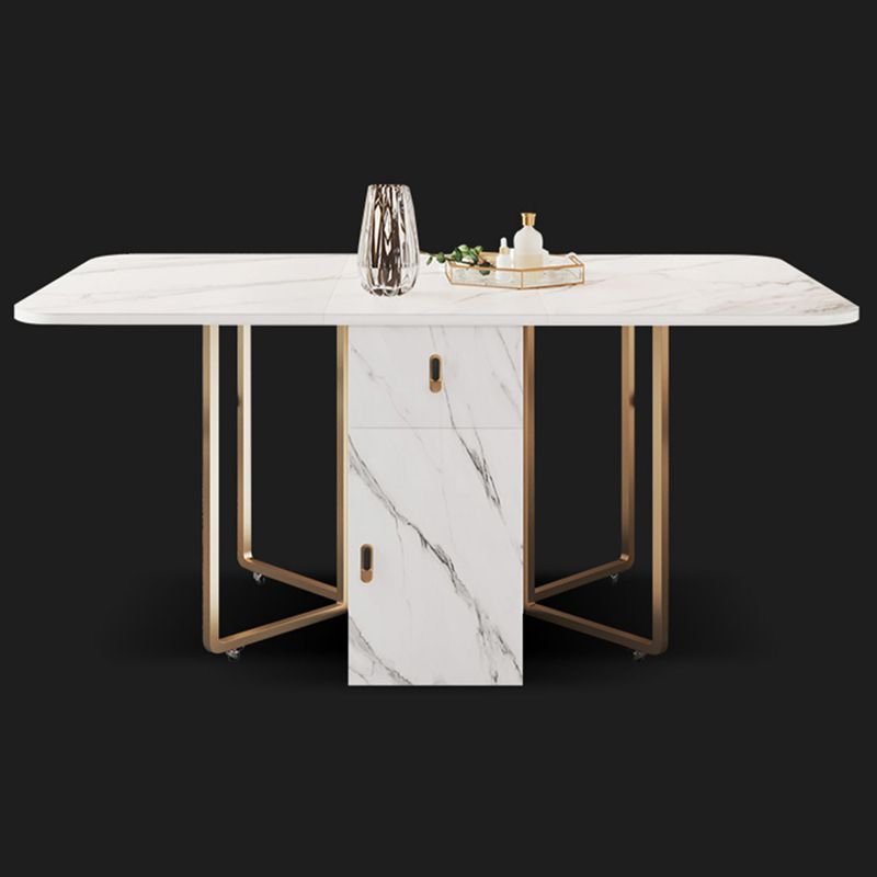 Modern Foldable Dining Room Set Standard Height with Gold Base Dining Furniture
