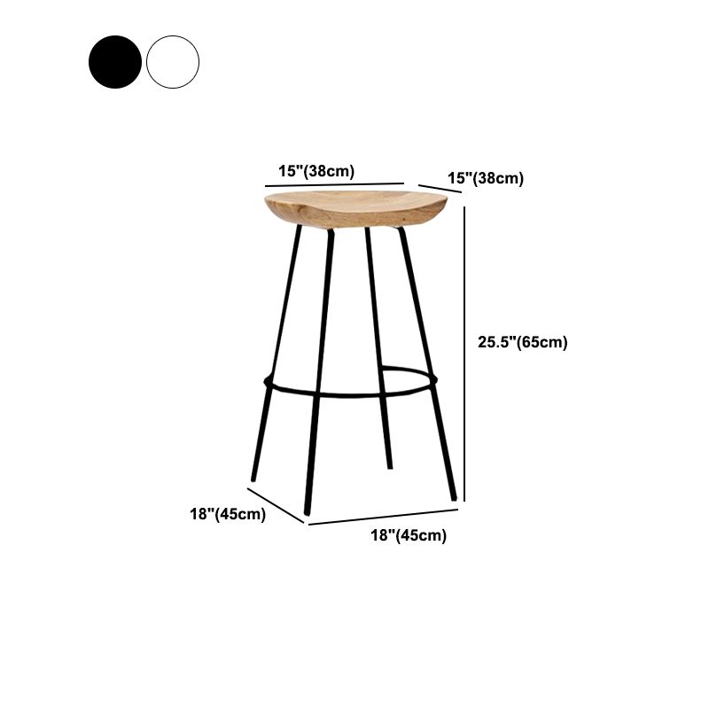 Industrial Wood Barstool Counter Stool Footrest Metal Furniture in Matte Finish