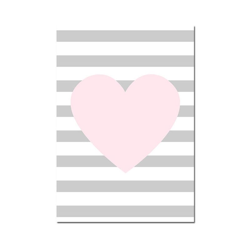 Illustrated Abstract Wall Decor Textured Children's Art Girls Bedroom Canvas in Pink