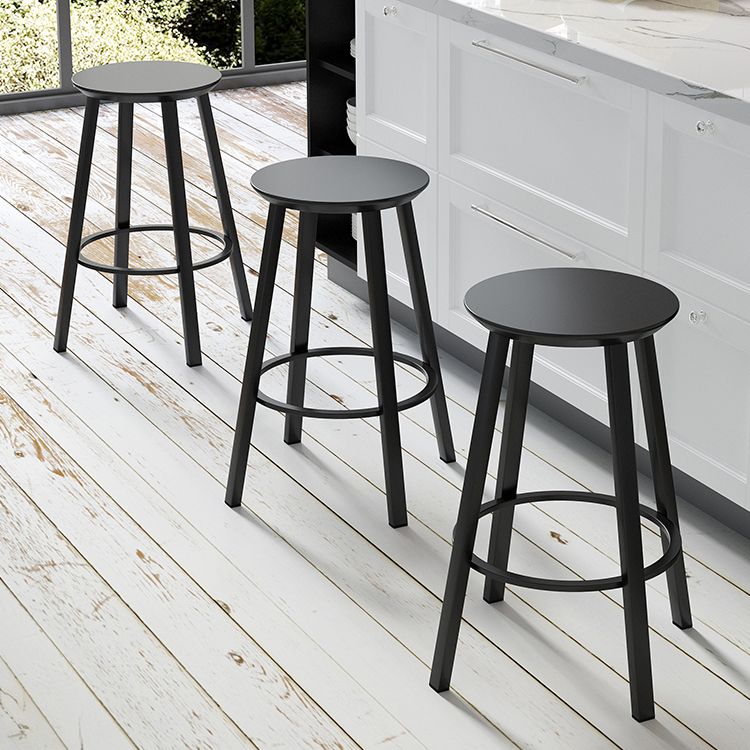 Contemporary Footrest Backless Barstool Matte Finish Iron Stool