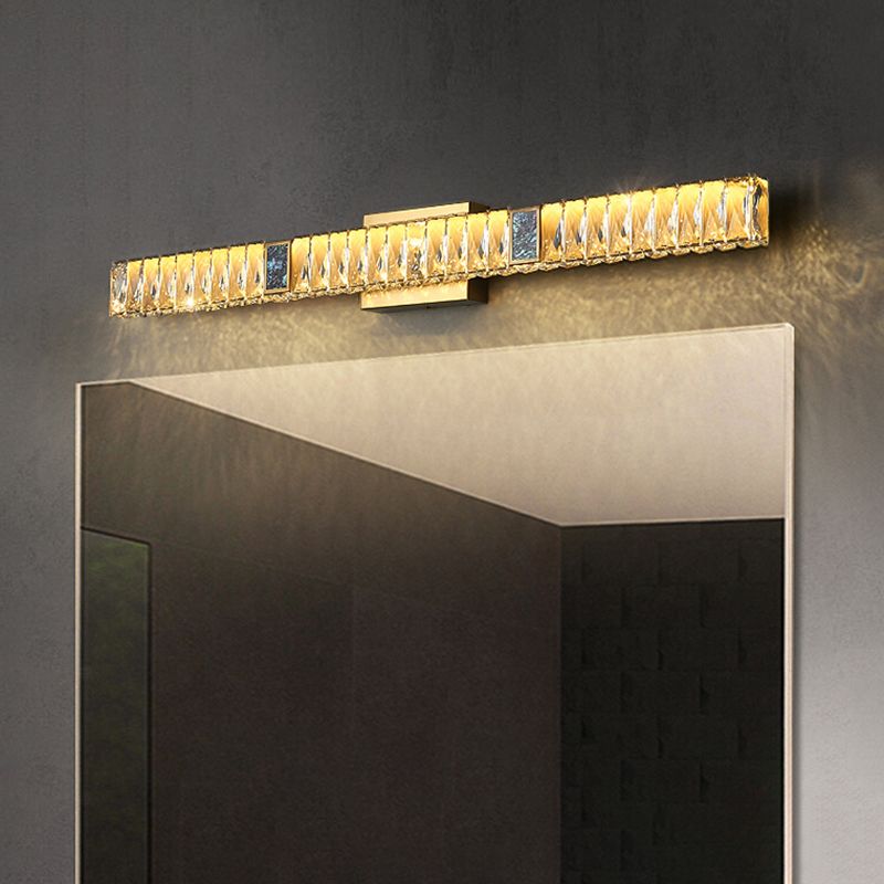 Postmodern Metal Wall Sconce Geometric Shape Vanity Lamp with Crystal Shade for Bathroom