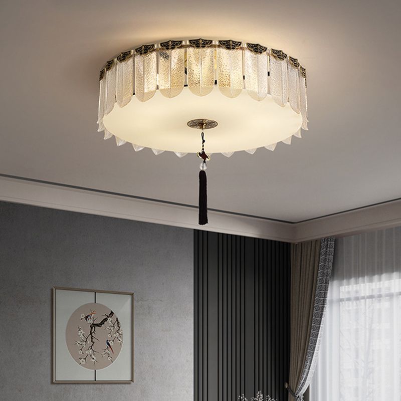 Modern Simple Round Shape Ceiling Light with Glass Shade for Living Room
