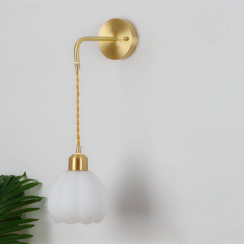 Nordic Style Wall Light Bell Shape Wall Lamp with Glass Shade for Bedroom