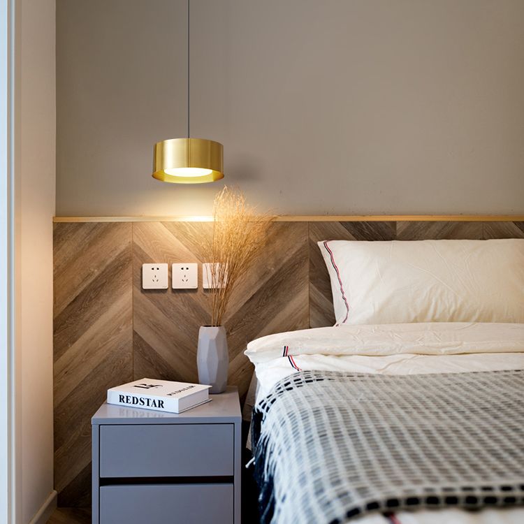 Simplicity Drum Shaped Hanging Pendant Light Metal LED Bedroom Down Lighting Pendant