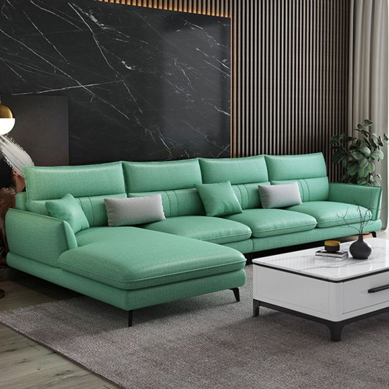 Contemporary Stationary Faux Leather Recessed Arm Sofa Chaise