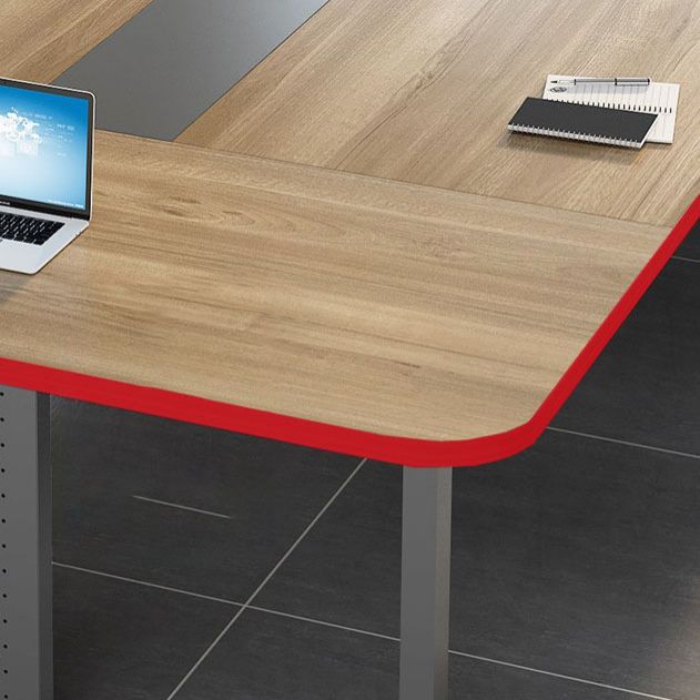 Modern Manufactured Wood Office Desk Rectangular Desk with Metal Pedestal