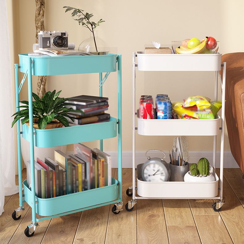 Contemporary Metal Etagere Bookshelf Stackable Open Bookcase with Caster Wheels