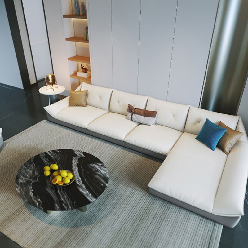 Tufted Faux Leather Pillow Top Arm Sofa with Stain Resistant and Waterproof