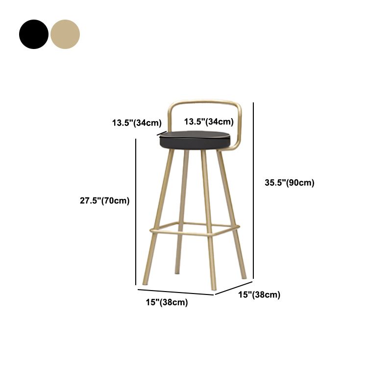 Nordic Backrest Armless Counter Stool Iron Kitchen Bar Stool with Pedal and Cushion