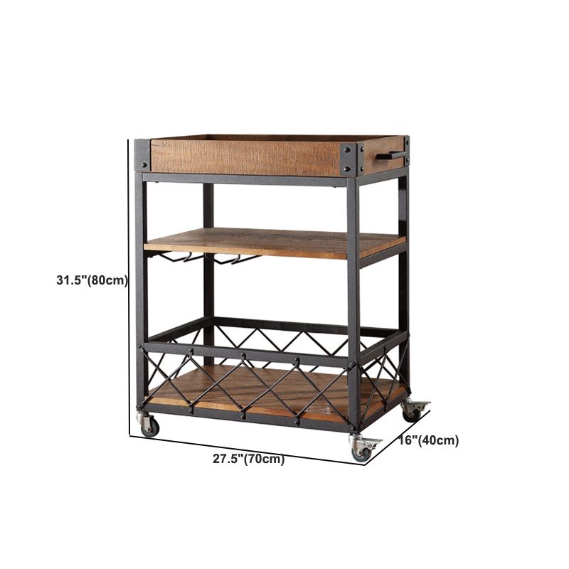 31.50" High Rolling Traditional Kitchen Trolley Wooden Kitchen Trolley for Dining Room