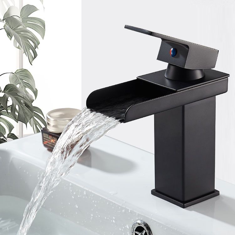 Waterfall Spout Vessel Sink Faucet Single Handle Square Faucet