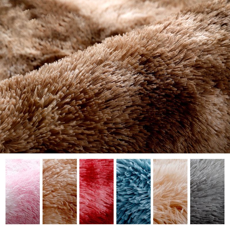 Grey Minimalist Rug Polyester Pure Color Rug Non-Slip Backing Rug for Living Room