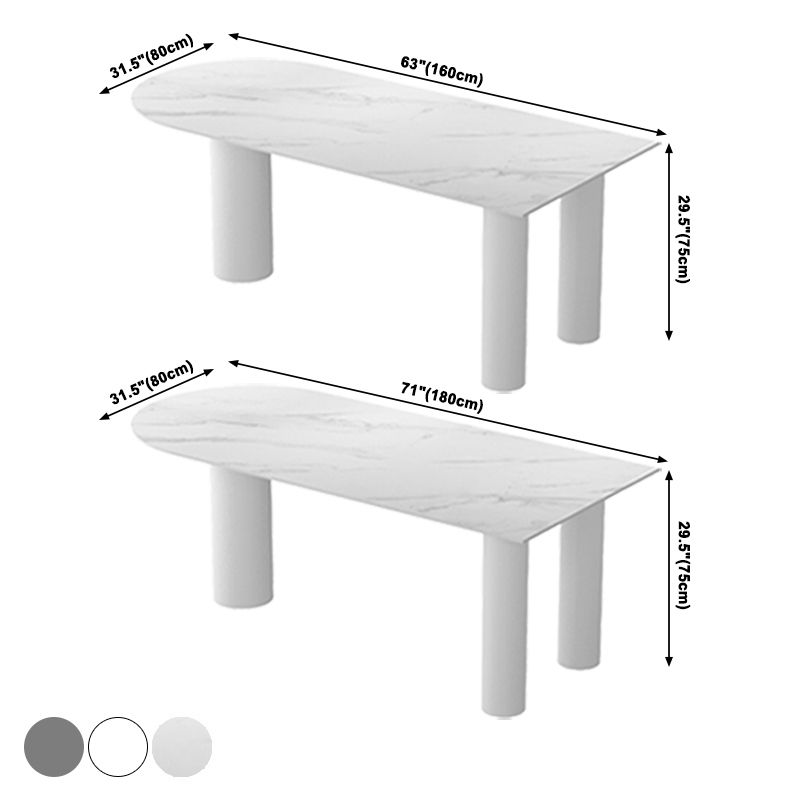 Vrije vorm driekleurige eettafel Gesinterde stenen tafel eigentijds met dubbel voetstuk