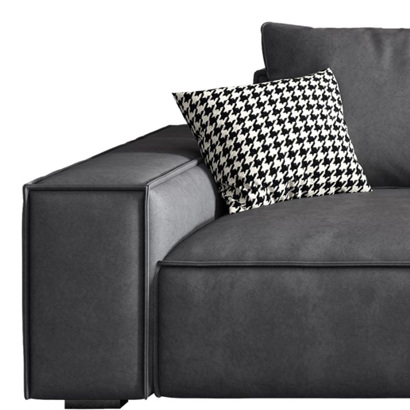 Contemporary Faux Leather 4-seat Living Room Square Arm Cushions Seating