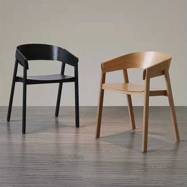 Traditional Open Back Chairs Dining Arm Chair with Wooden Legs for Kitchen