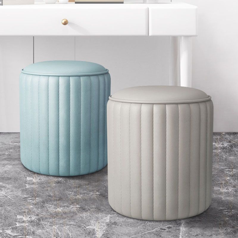 Whole Colored Ottoman Cylinder Shape Stain Resistant Faux Leather Ottoman