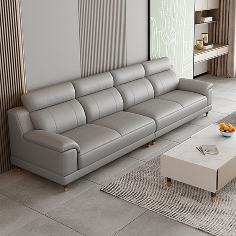 Light-grey Contemporary Sofa Genuine Leather Living Room Sofa & Chaise
