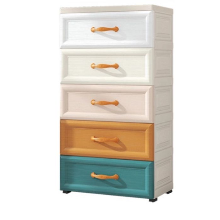 Ultra Modern Plastic Kids Nightstand with Drawers and Legs for Bedroom