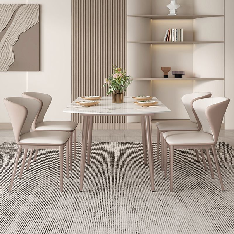 Sintered Stone DiningTable Set 1/5/7 Pieces with Metal Base Kitchen Furniture Set