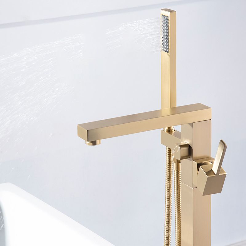 Floor Mounted Metal Freestanding Tub Filler Swivel Freestanding Tub Filler Trim in Gold