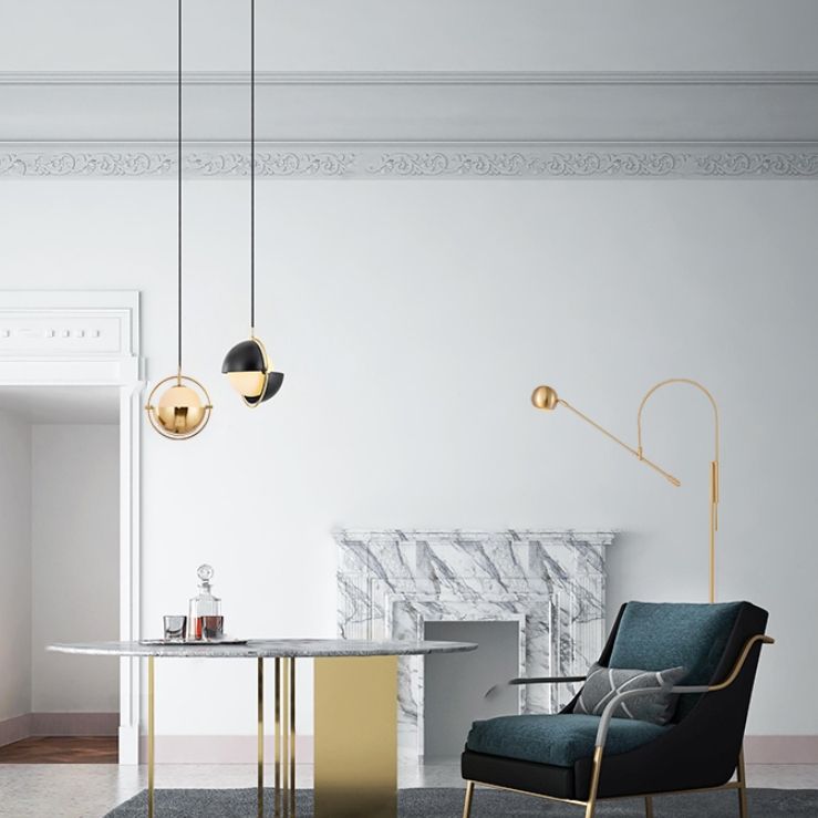 Moderne luxuriöse geometrische Hanglampe -Elektroplate Metallanhänger Licht für Esszimmer