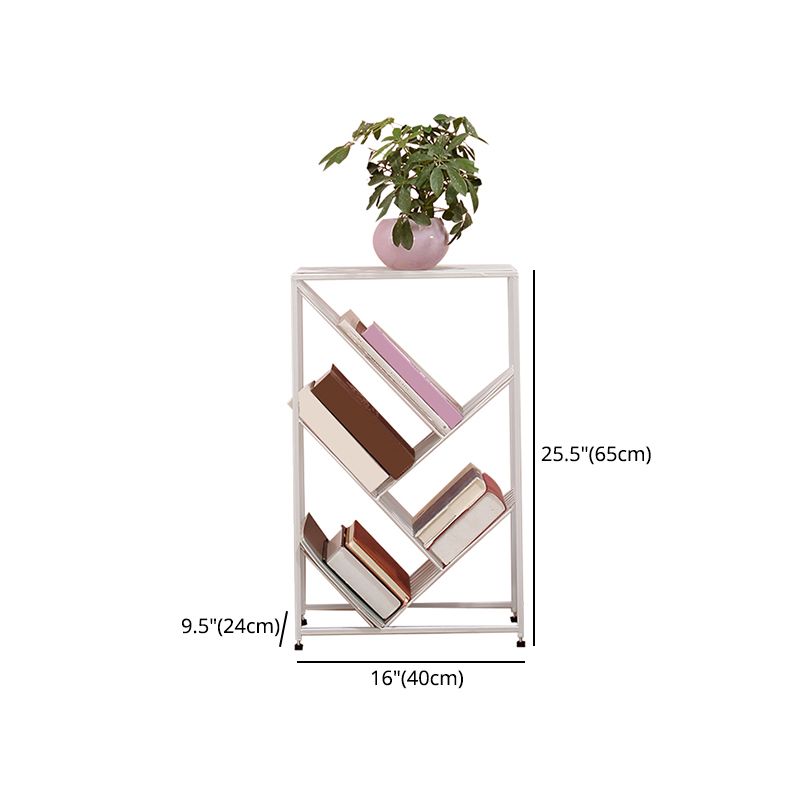 Contemporary Metal Bookcase White Open Bookshelf for Living Room