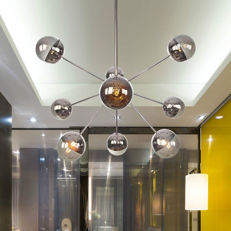 Semi-encastré Globe pour salle à manger, verre blanc/transparent/gris fumée, 9/12/15 lumières, luminaire semi-encastré contemporain en cuivre/chrome/or