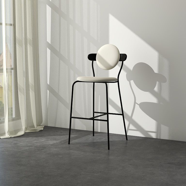 White Upholstered Bar Stools with Black Frame Contemporary Indoor Stools