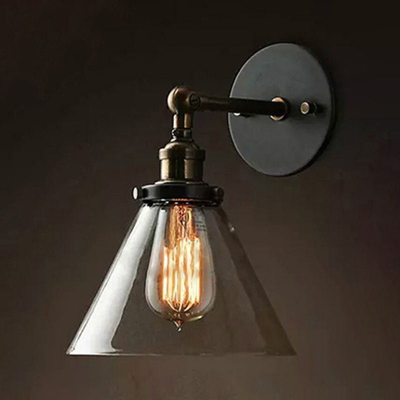 Geometrische Schatten Wandleuchte Industrial Style 1 Lichtglas Wandbeleuchtung in Schwarz