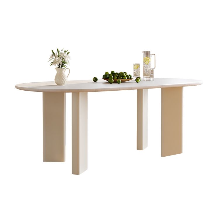 White Oval Dinette Table for Dining Room Stone Top Dining Table