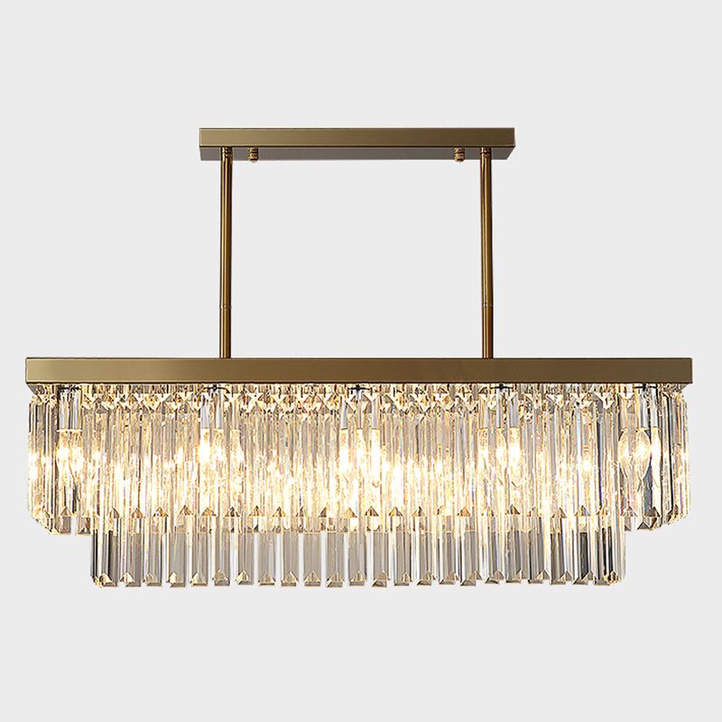 Rettangolo Crystal Island Pendant Light Minimalist Style Clear Island Flachture