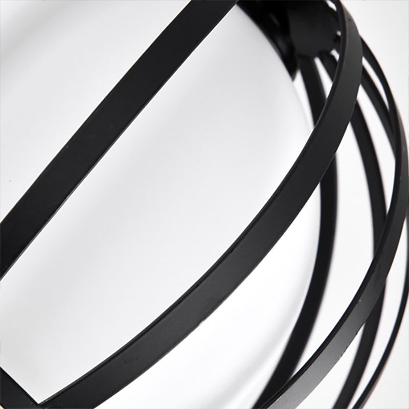 Metal Dome Cage Ceiling Pendant with Milk Glass Shade Retro Style 3 Bulb Indoor Hanging Light in Black/White
