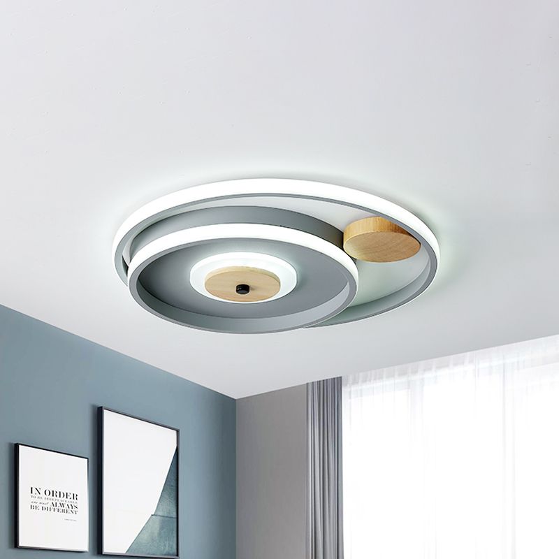 Lámpara de techo para dormitorio multicírculo, lámpara LED empotrada acrílica nórdica de 16,5/20,5 pulgadas de ancho en gris