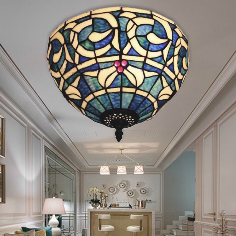 Plafonnier rustique à 2 lumières en verre teinté pour chambre à coucher