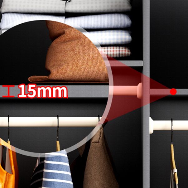 Grey Contemporary Style Wardrobe Armoire Engineered Wood Wardrobe