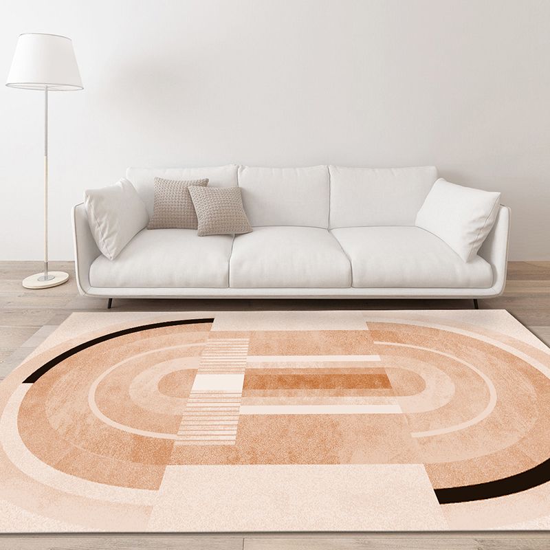 Black Modern Indoor Rug Polyester Striped Indoor Rug Non-Slip Backing Rug for Living Room