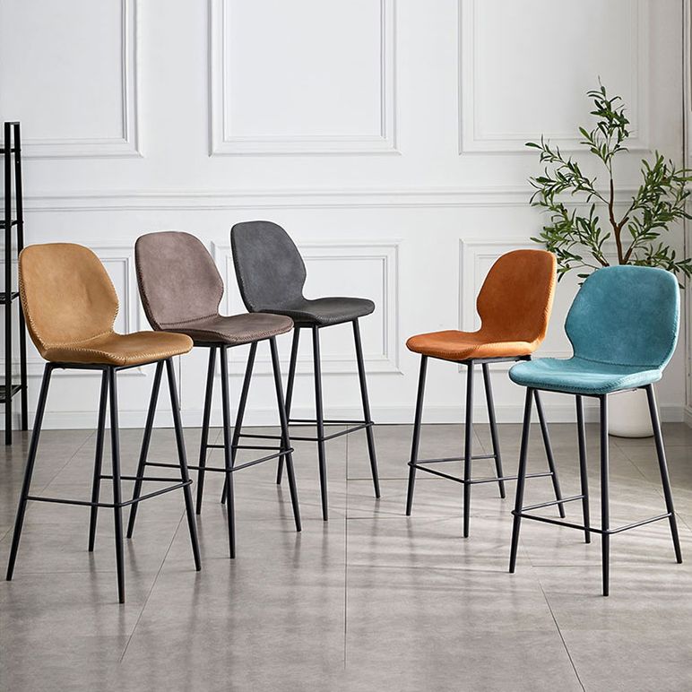 Coffee Shop Bar Stool Leather Armless Modern Distressed Counter Stools