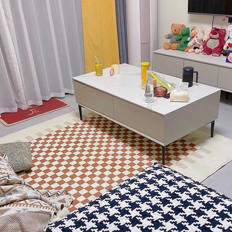 Simplicity Area Rug Lattice Pattern Simple Rug Polyester Non-Slip Area Rug