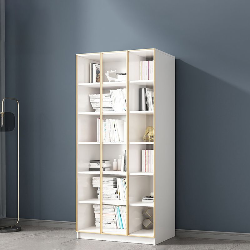 Modern Engineered Wood Bookshelf Standard Closed Back Vertical Bookcase with Doors