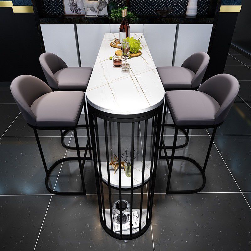Modern Low Back Upholstered Indoor Bar Stools with Metal Base