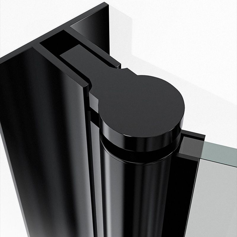 Black Folding Tempered Glass Shower Enclosure Transparent Shower Kit