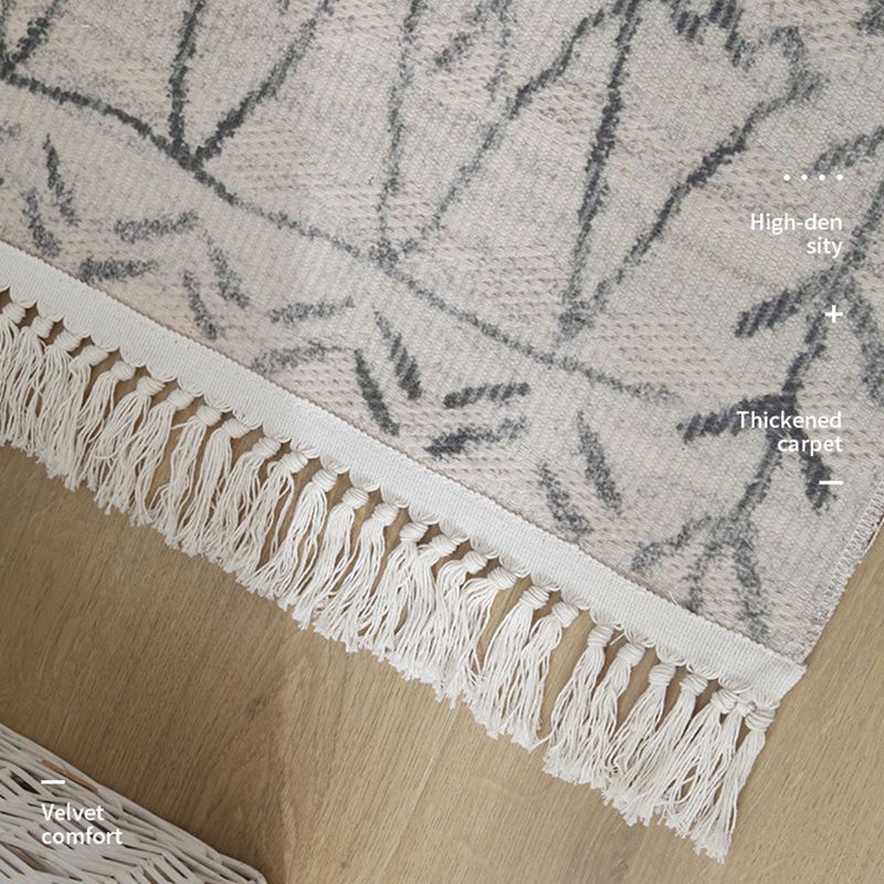 Eclectic Southwestern Print Rug White Tone Cotton Carpet Stain Resistant Indoor Rug for Living Room