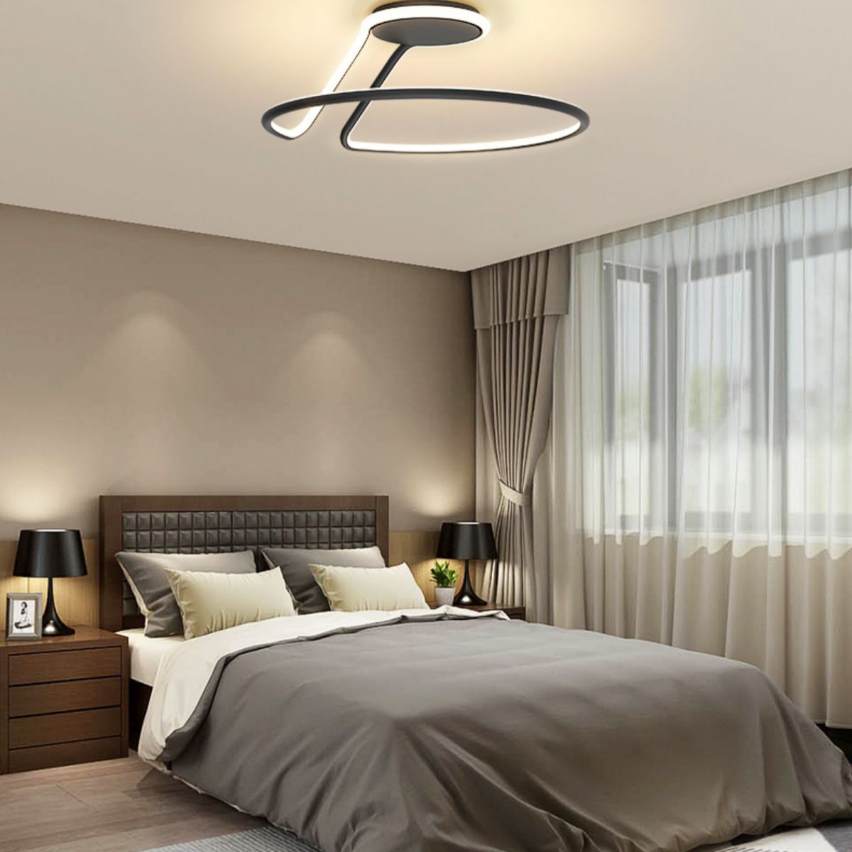 Linear Acrylique Flush Mount Modern Style 1-Light Ceiling Light Fixture for Bedroom