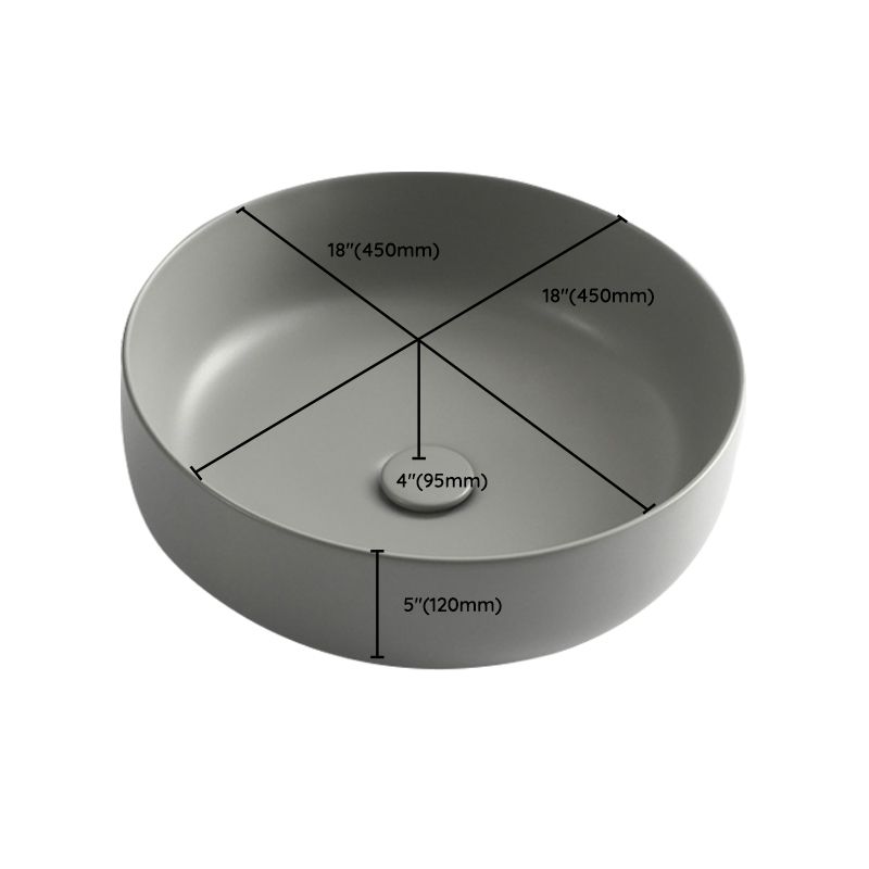 Modern Vessel Bathroom Sink Porcelain Specialty Shut-Off Valve Included Basin Sink