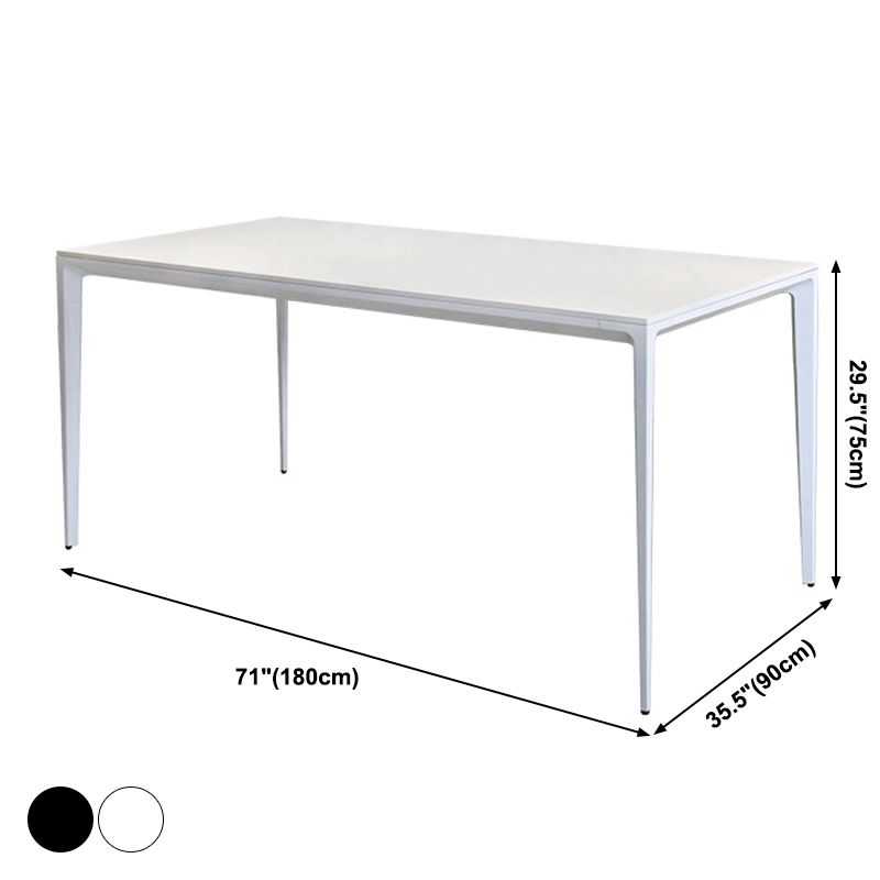 Contemporary Dining Table Sintered Stone Rectangular Table with Metallic Four-leg