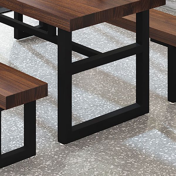 Industrial Dining Room Table Solid Wood Rectangle Dinette Table in Brown