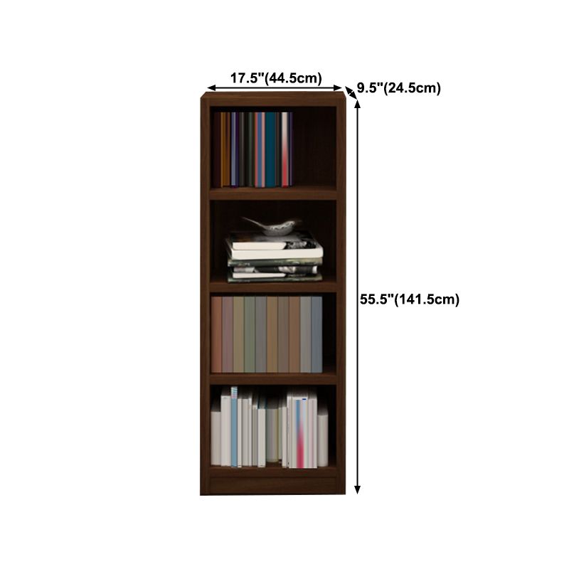9.65"W Bookcase Contemporary Style Closed Back Brown Bookshelf for Home Office